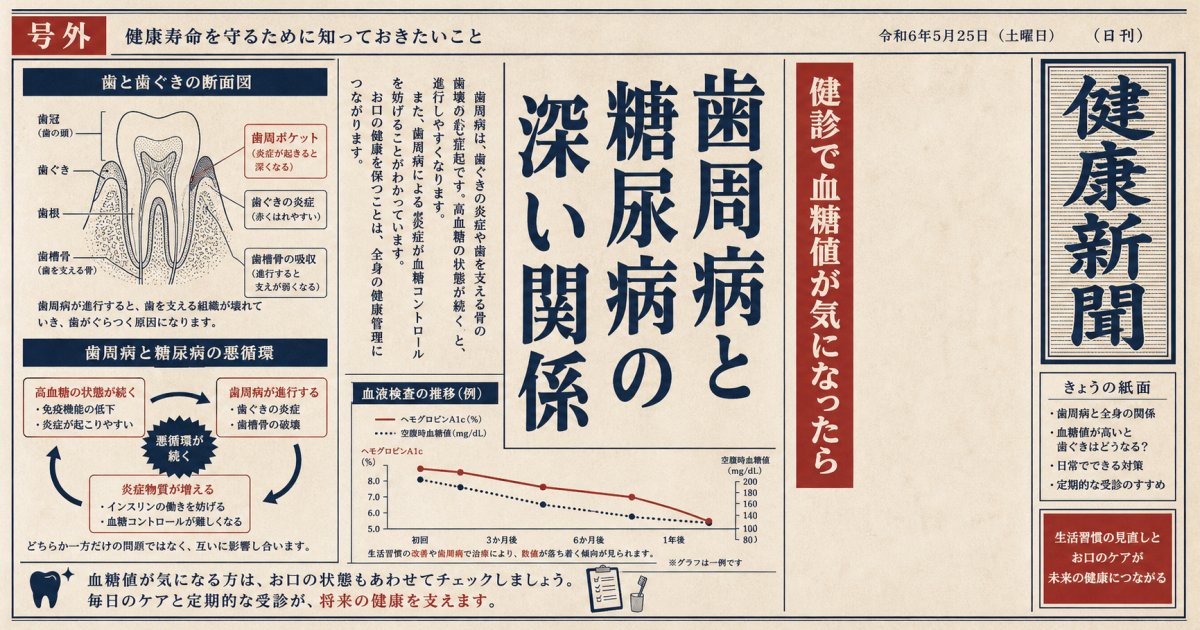 健診で血糖値が気になったら！歯周病と糖尿病の深い関係を解説
